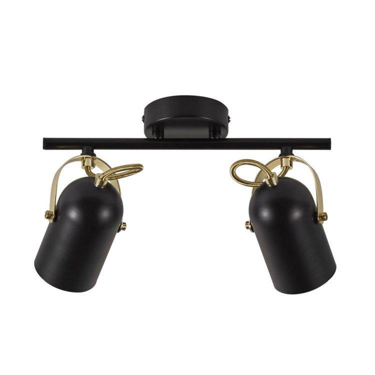 Nordlux Lotus 2-Light Spotlight Bar Black/Brass - Comet Lighting