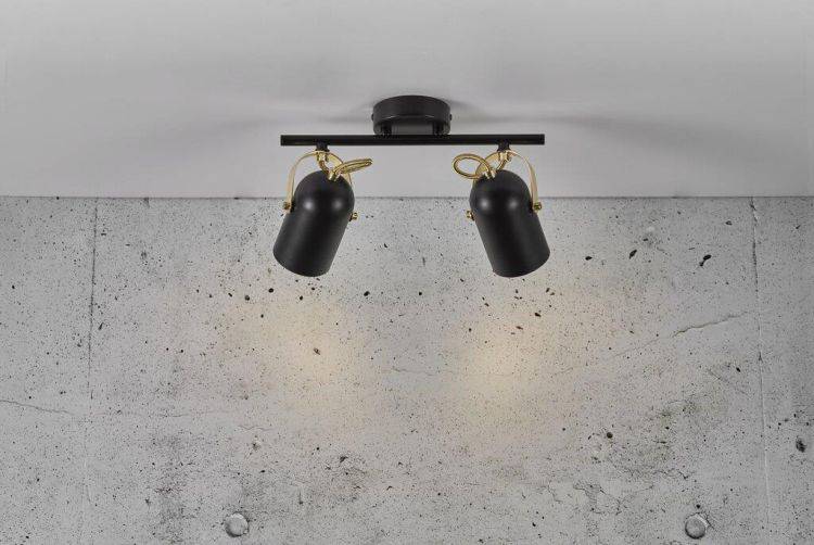 Nordlux Lotus 2-Light Spotlight Bar Black/Brass - Comet Lighting