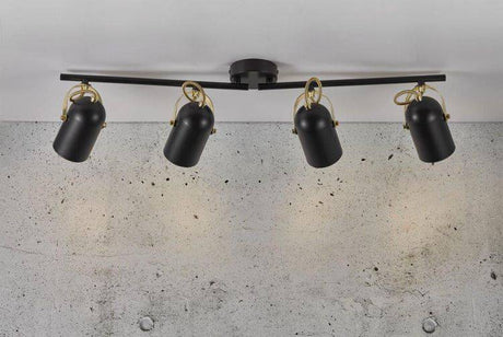 Nordlux Lotus 4-Light Spotlight Bar Black/Brass - Comet Lighting