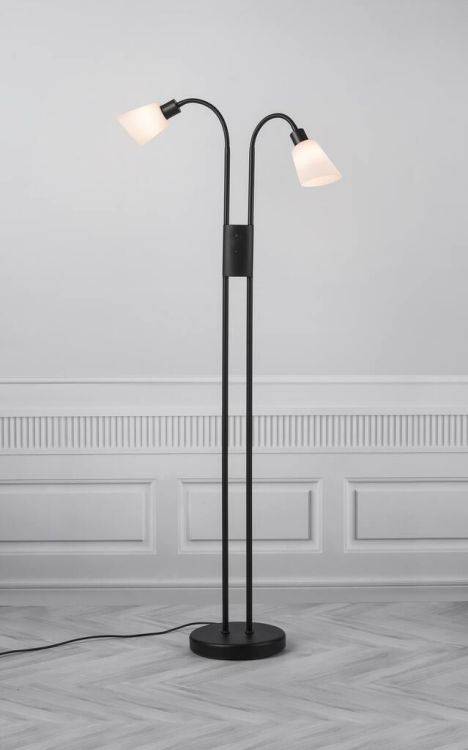 Nordlux Molli 2Lt Floor Lamp Black/Opal - Comet Lighting