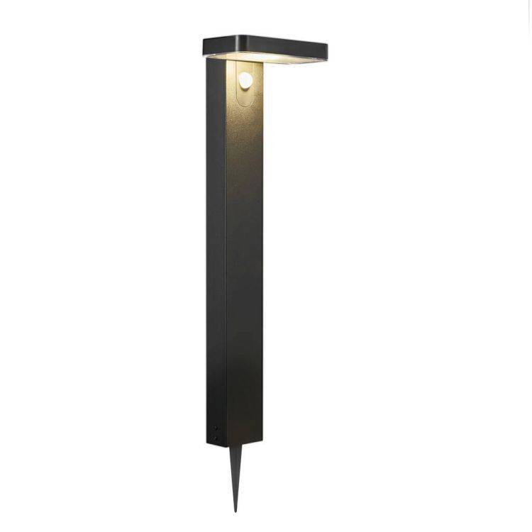 Nordlux Rica Square Outdoor Solar Bollard Black w/ Sensor - Comet Lighting