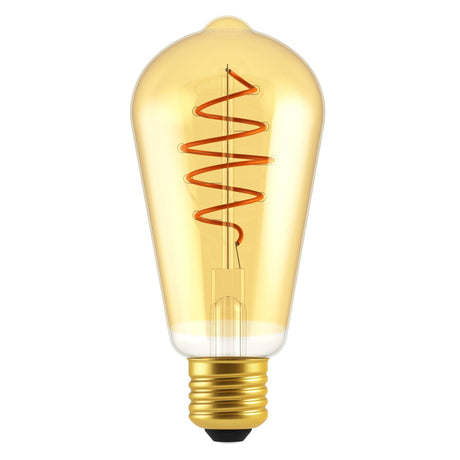 Deco E27 | ST64 Spiral | Dim | 2200 Kelvin | 400 Lumen | Light Bulb | Gold colour - Comet Lighting