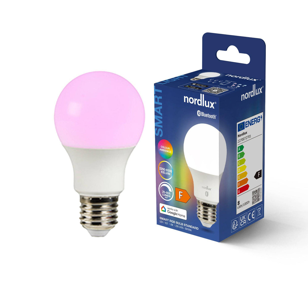 Smart E27 | A60 Colour | 2200-6500 Kelvin | 806 Lumen | Light Bulb | White - Comet Lighting