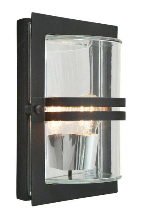 Basel Wall Lantern Black Clear - Comet Lighting