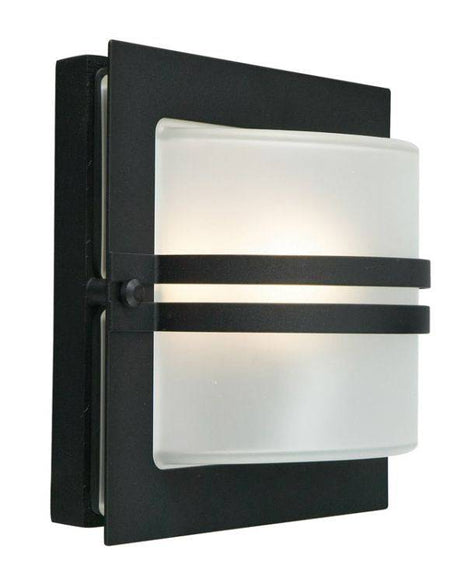 Bern Outdoor Wall Light Black Frosted - Comet Lighting