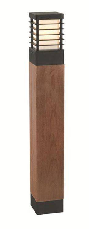 Halmstad Outdoor Large Wooden Bollard Black - Comet Lighting