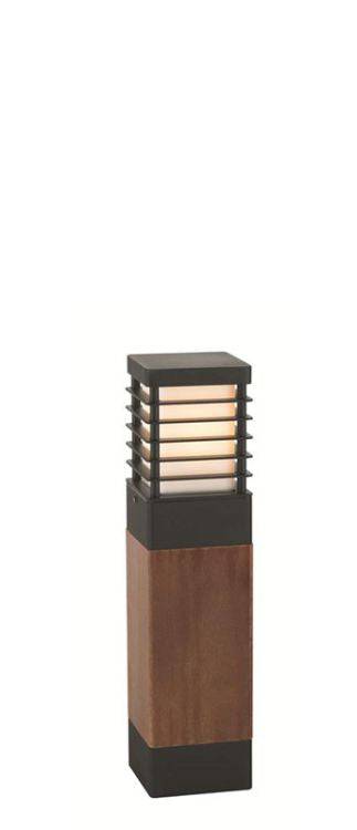 Halmstad Outdoor Medium Wooden Bollard Black - Comet Lighting