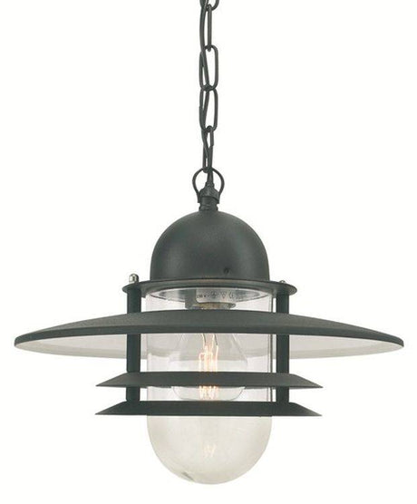 Oslo Outdoor Chain Lantern Black Clear - Comet Lighting