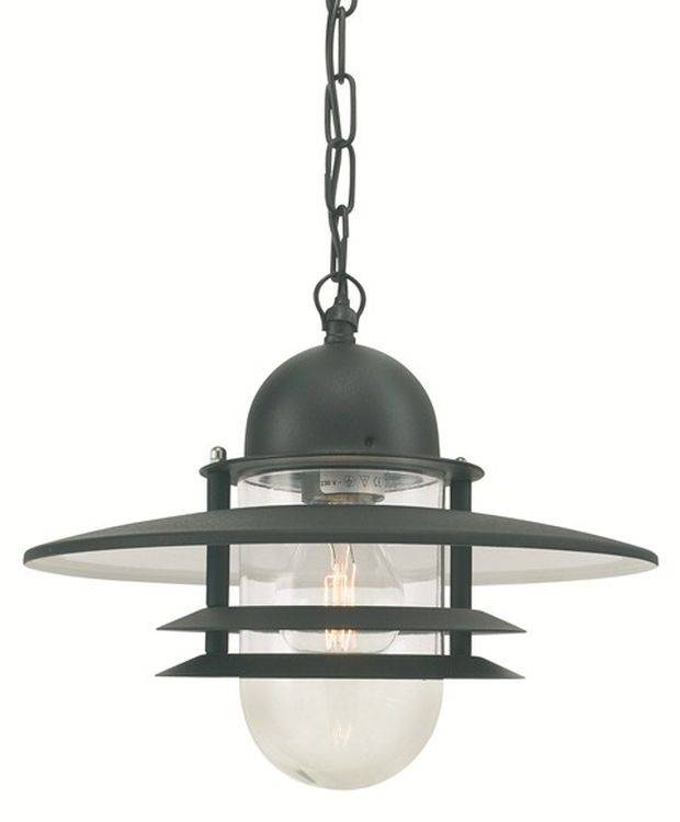 Oslo Outdoor Chain Lantern Black Clear - Comet Lighting