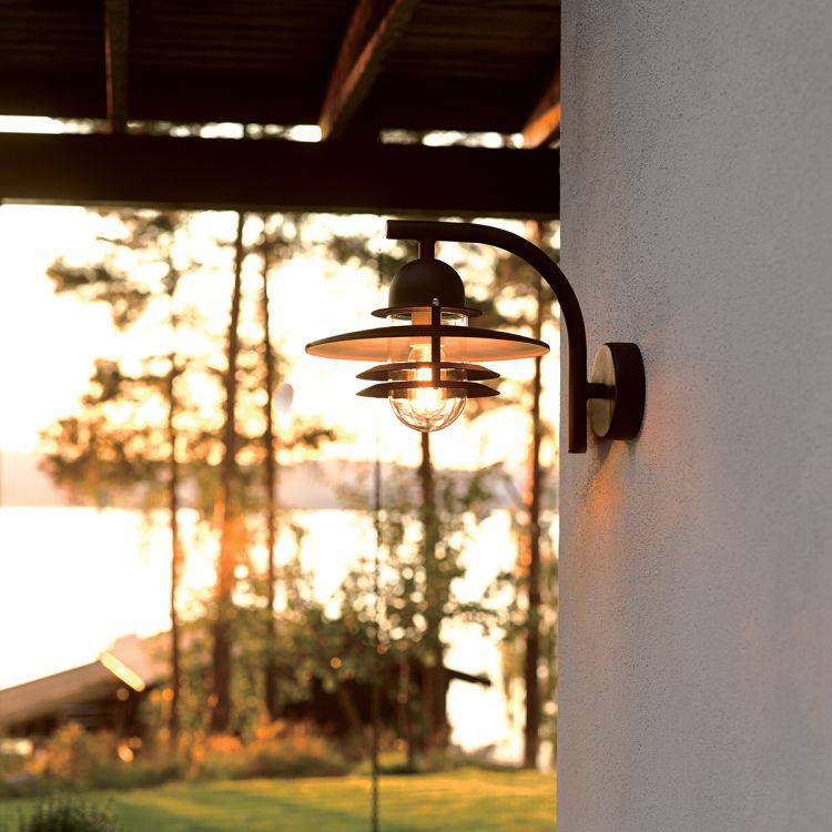 Oslo Outdoor Wall Lantern Black Clear - Comet Lighting