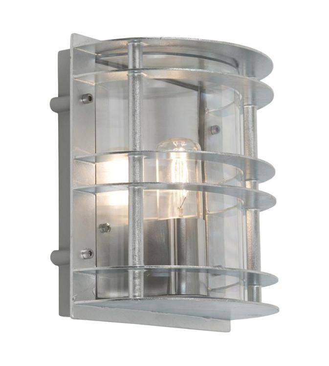 Stockholm Outdoor Flush Wall Light Galvanised Clear - Comet Lighting