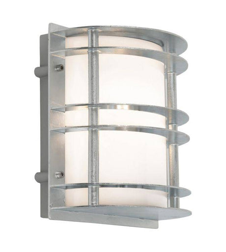 Stockholm Outdoor Flush Wall Light Galvanised Opal - Comet Lighting