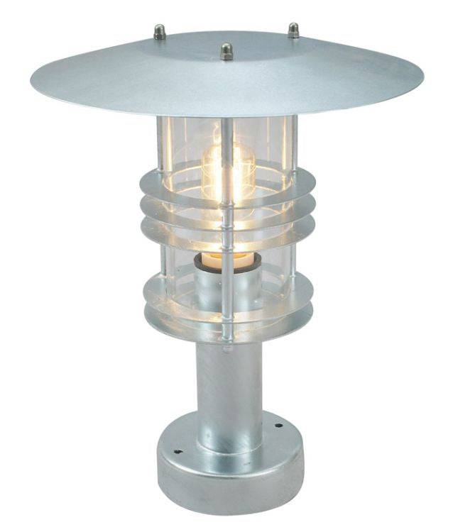 Stockholm Outdoor Pedestal Lantern Galvanised - Comet Lighting