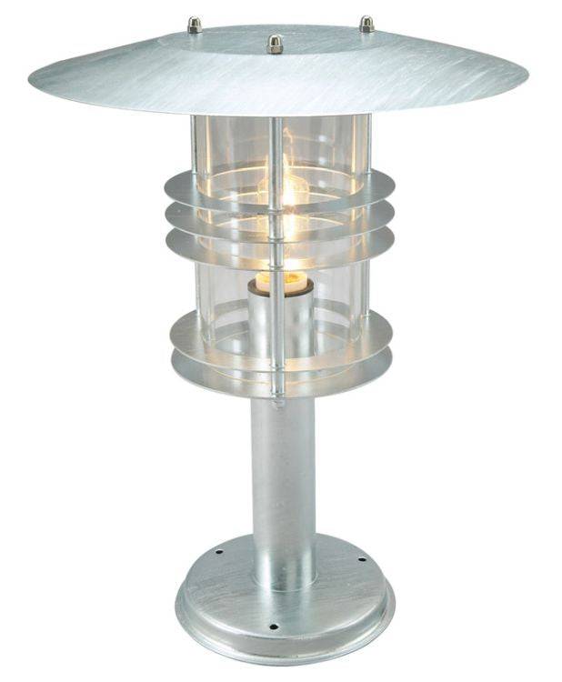 Stockholm Outdoor Pedestal Lantern Grande Galvanised - Comet Lighting