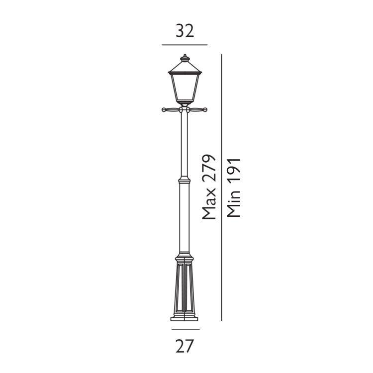 Turin Grande Outdoor Single Post Black - Comet Lighting