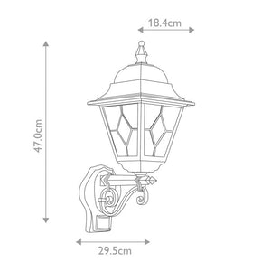 Norfolk 1 Light Up Wall Lantern With PIR - Comet Lighting