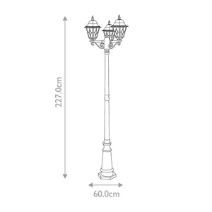 Norfolk Outdoor 3lt Lamp Post Black - Comet Lighting
