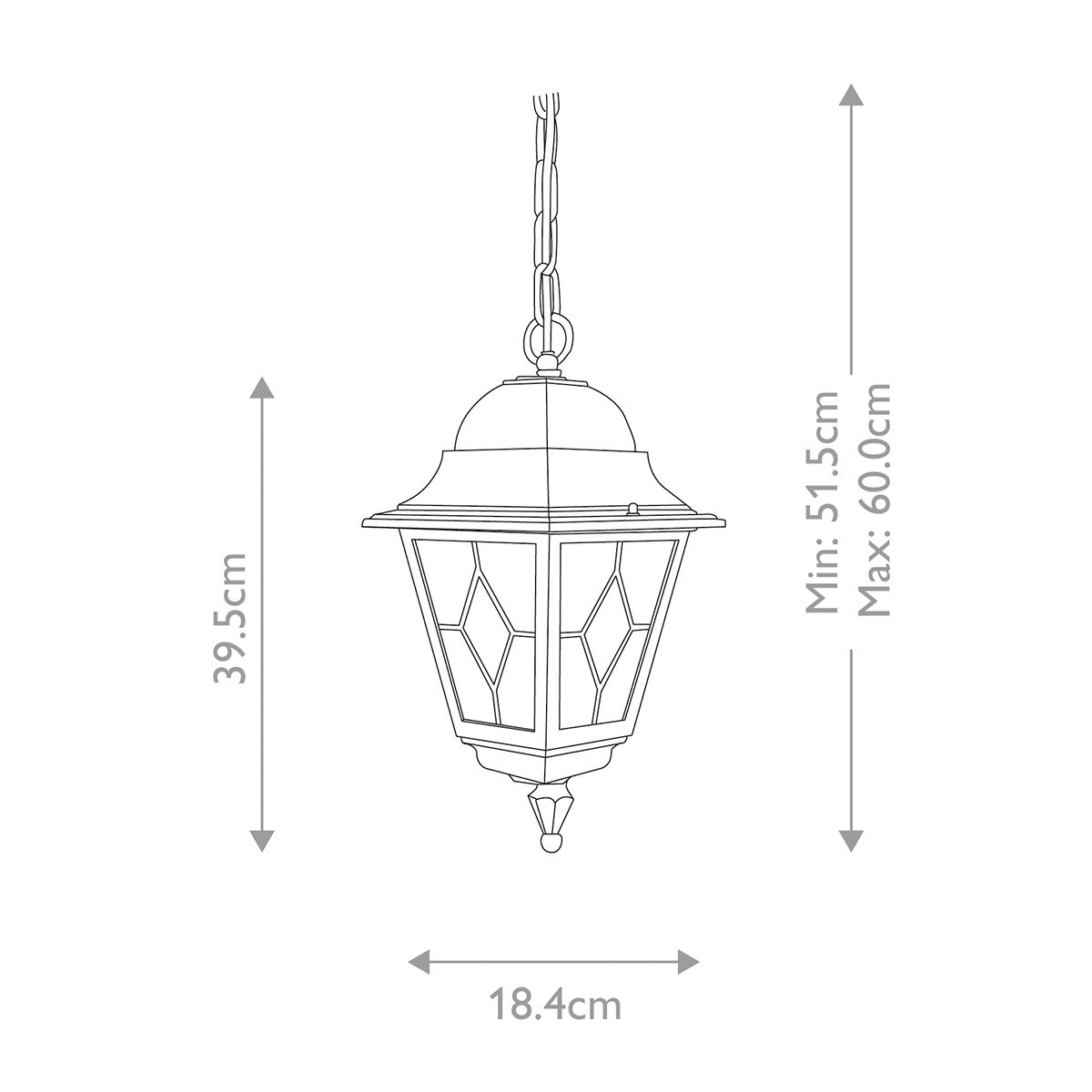 Norfolk 1 Light Chain Lantern - Comet Lighting