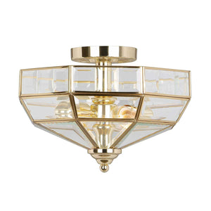 Old Park 2 Light Semi-Flush - Polished Brass - Comet Lighting