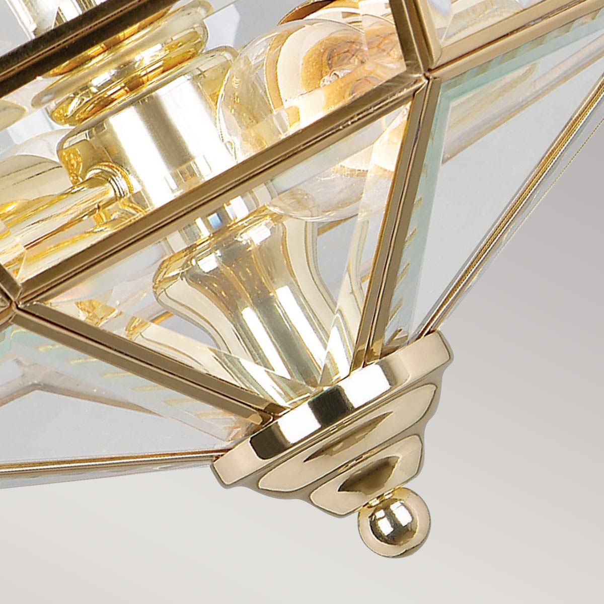 Old Park 2 Light Semi-Flush - Polished Brass - Comet Lighting