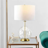 Orb 1 Light Table Lamp (Complete with White Shade) Aged Brass - Comet Lighting