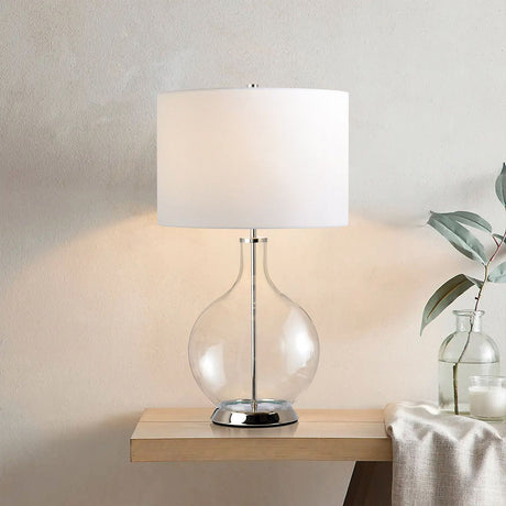 Orb 1 Light Table Lamp (Complete with White Shade) Polished Nickel - Comet Lighting