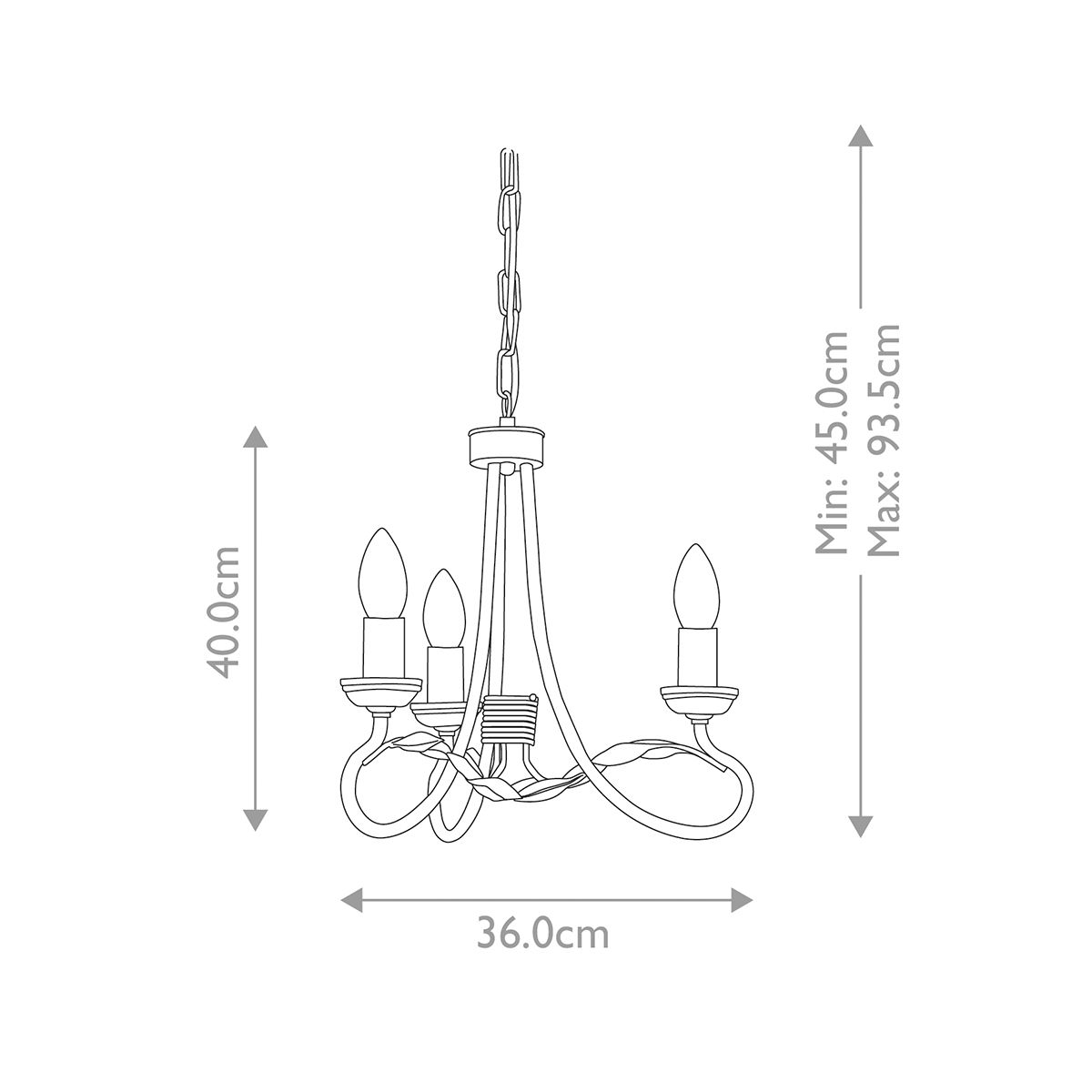 Olivia 3 Light Chandelier - Black/Gold - Comet Lighting