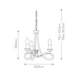 Olivia 3 Light Chandelier - Black/Gold - Comet Lighting