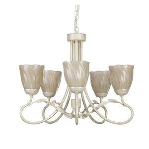 Olivia 5 Light Chandelier - Ivory/Gold - Comet Lighting