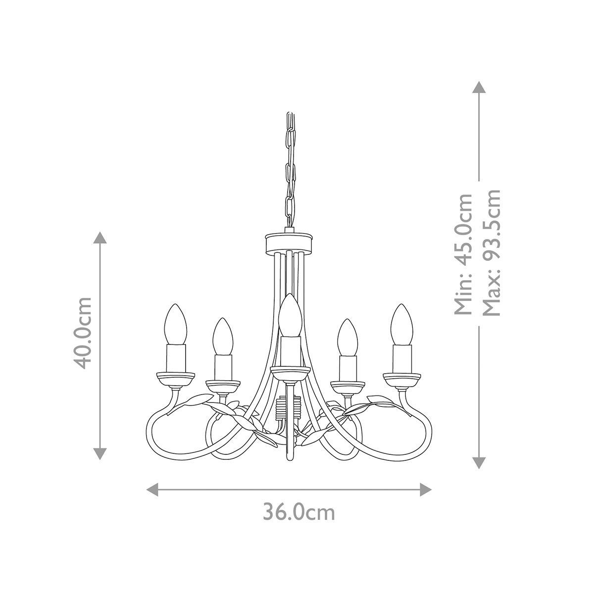Olivia 5 Light Chandelier - Ivory/Gold - Comet Lighting