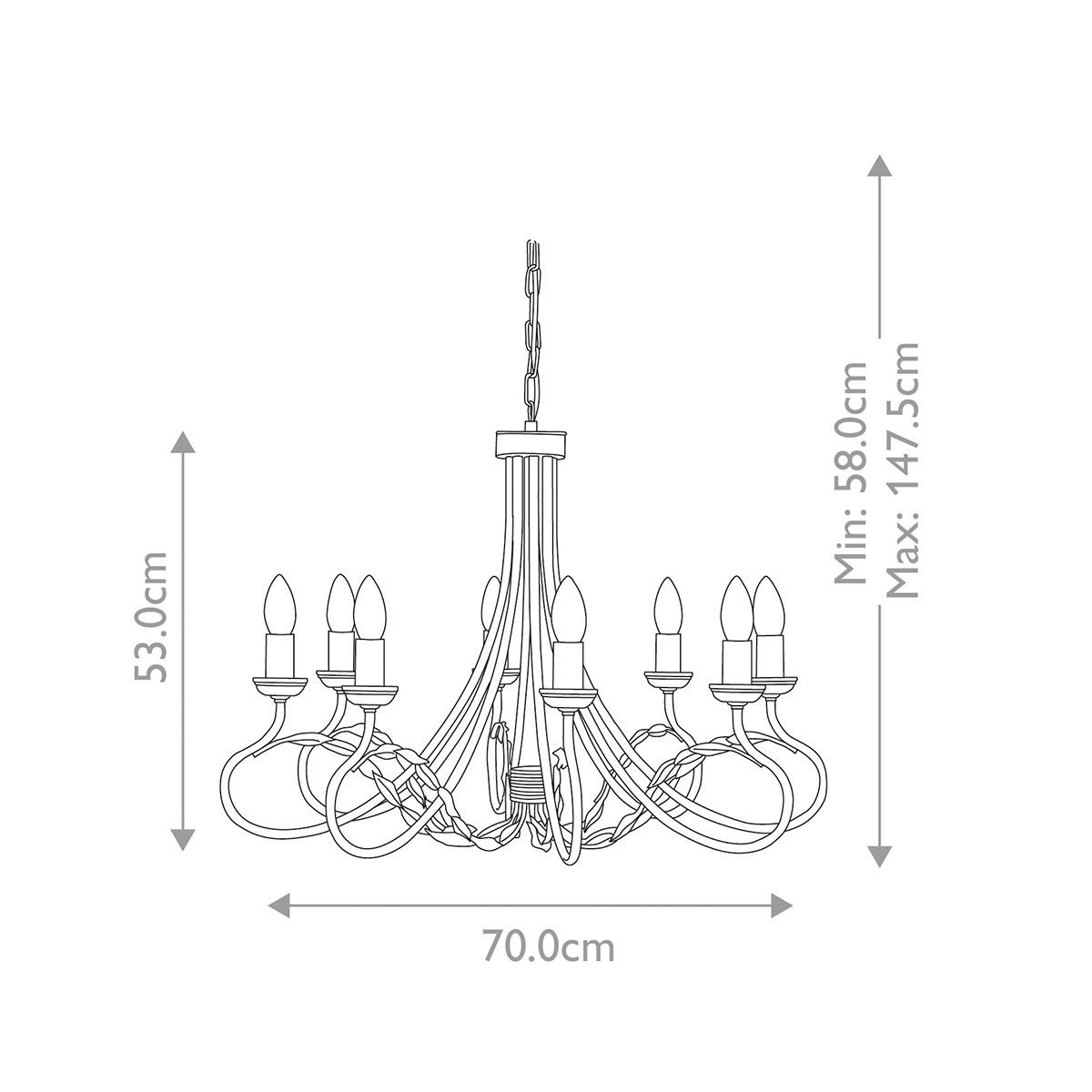 Olivia 8-Light Chandelier Black/Gold - Comet Lighting