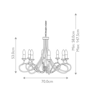 Olivia 8-Light Chandelier Black/Gold - Comet Lighting