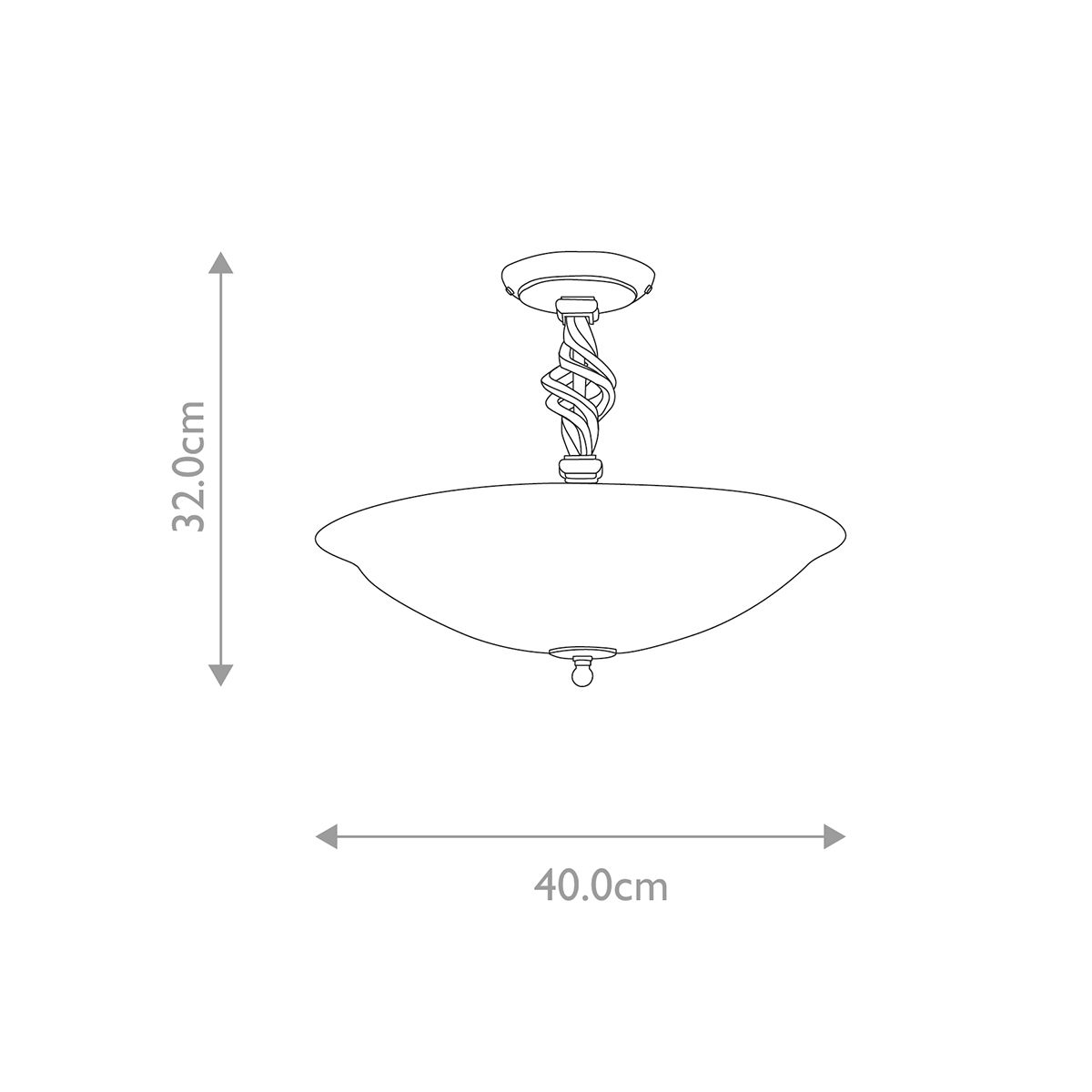 Pembroke 3 Light Semi-Flush - Black - Comet Lighting