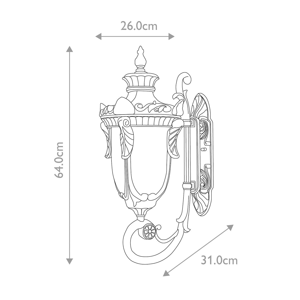 Philadelphia Outdoor Wall Up Lantern Large Bronze