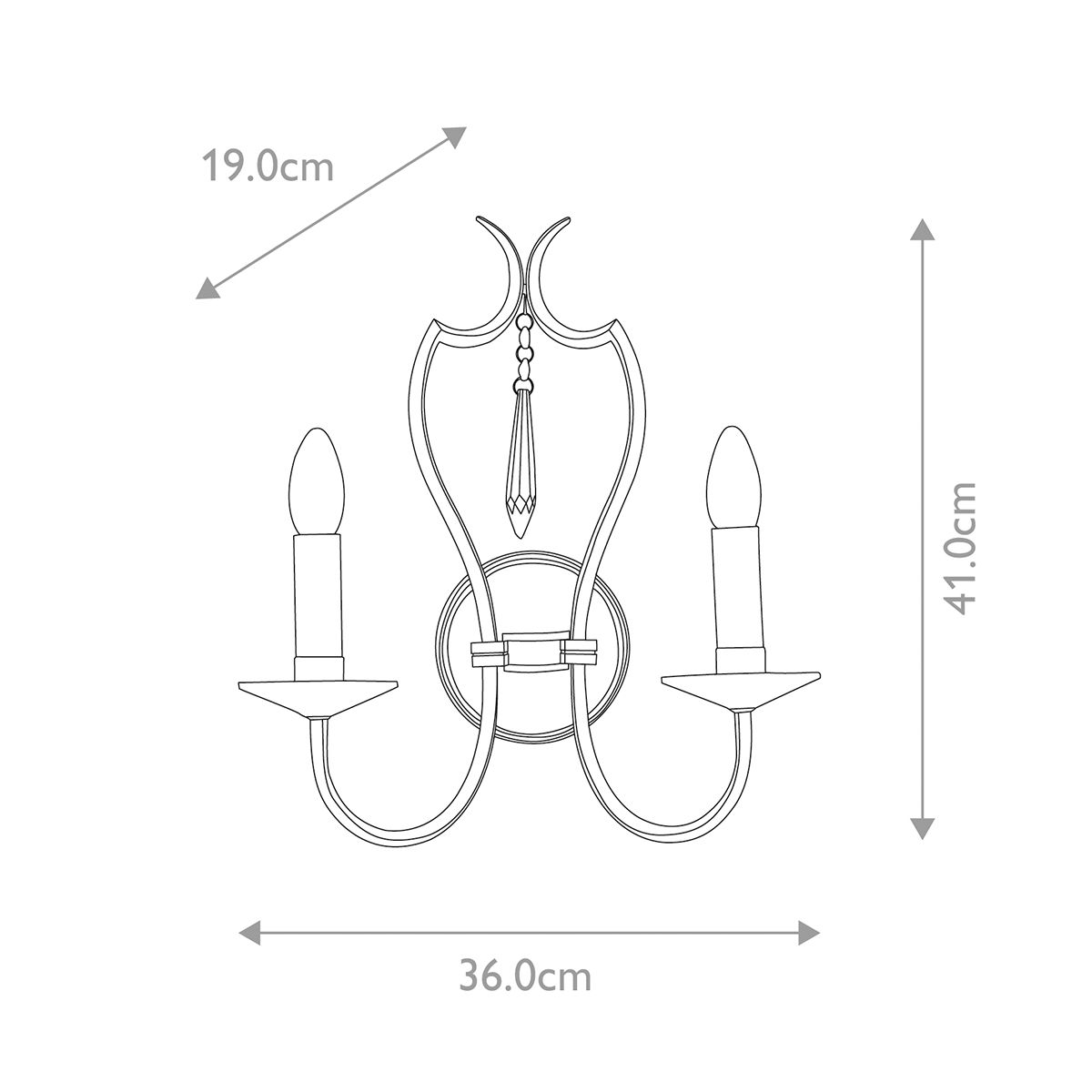 Pimlico 2 Light Wall Light - Polished Nickel