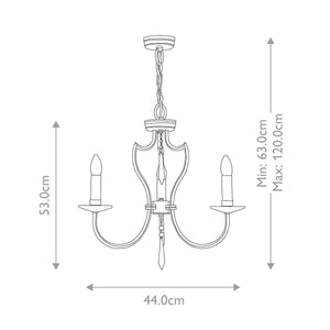Pimlico 3 Light Chandelier - Dark Bronze - Comet Lighting