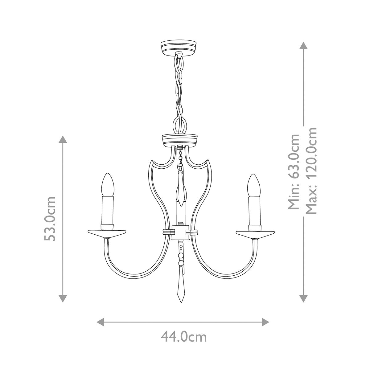 Pimlico 3 Light Chandelier - Polished Nickel