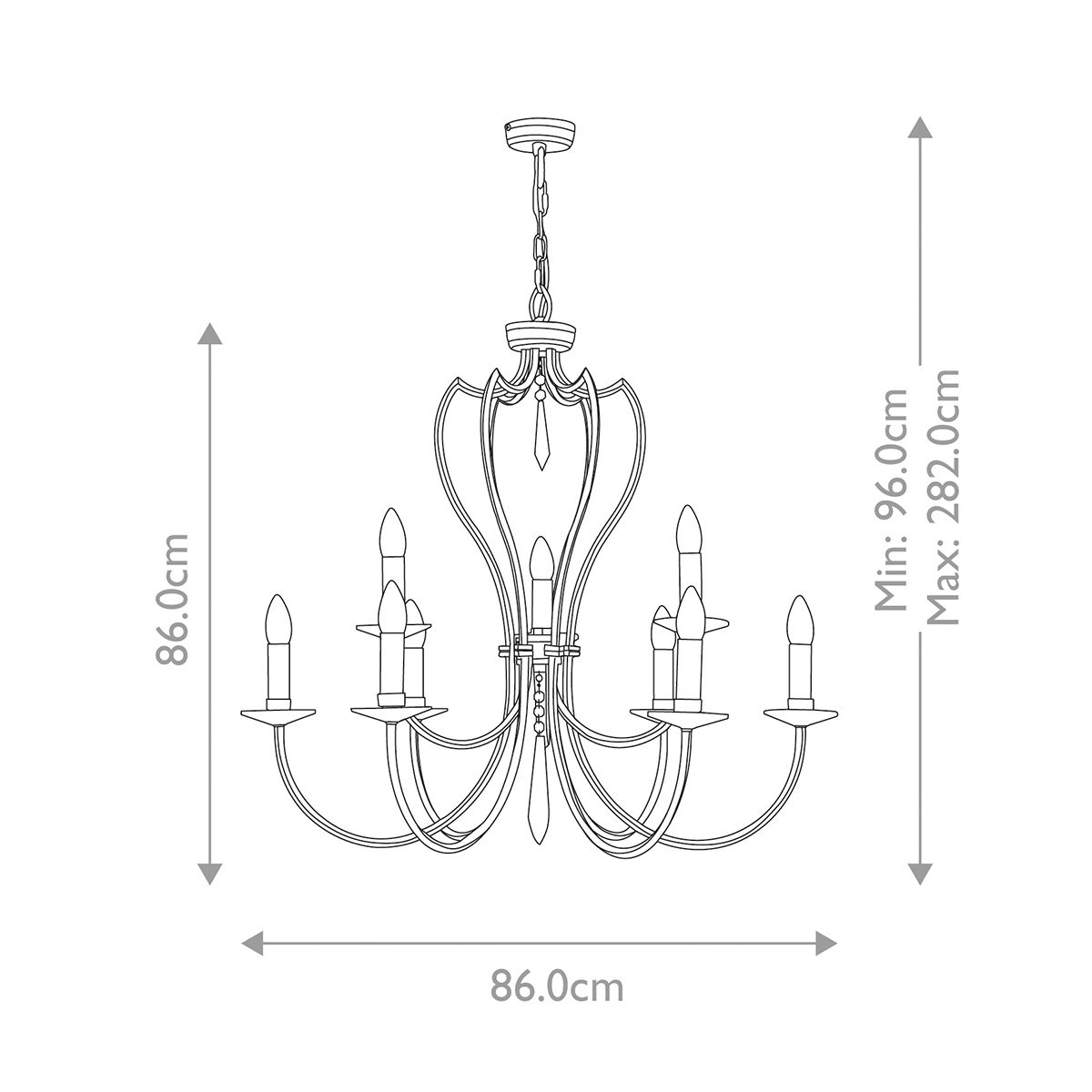 Pimlico 9-Light Chandelier Dark Bronze - Comet Lighting