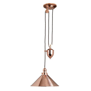 Provence 1-Light Rise and Fall Pendant Ceiling Light Polished Copper - Comet Lighting