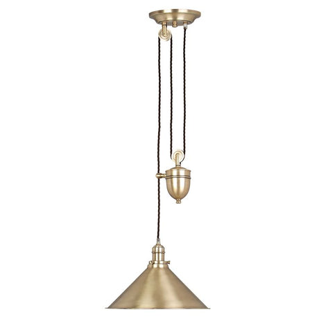 Provence 1-Light Rise and Fall Pendant Ceiling Light Aged Brass