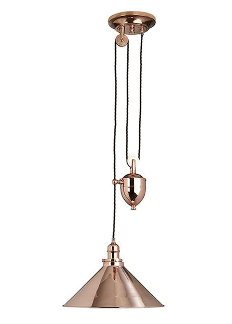 Provence 1-Light Rise and Fall Pendant Ceiling Light Polished Copper