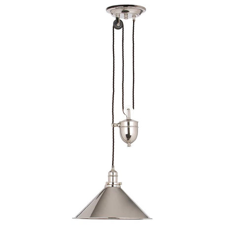 Provence 1-Light Rise and Fall Pendant Ceiling Light Polished Nickel