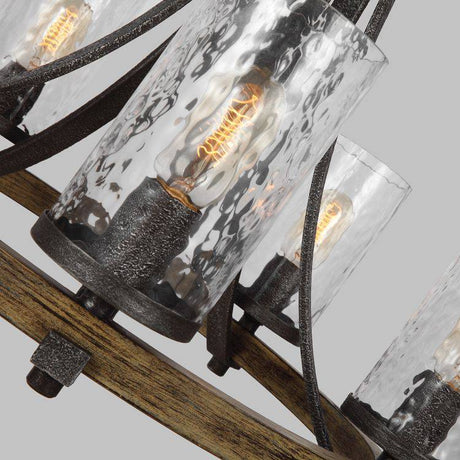 Quintiesse Angelo 5Lt  Chandelier - Distressed Weathered Oak / Slate Grey Metal - Comet Lighting