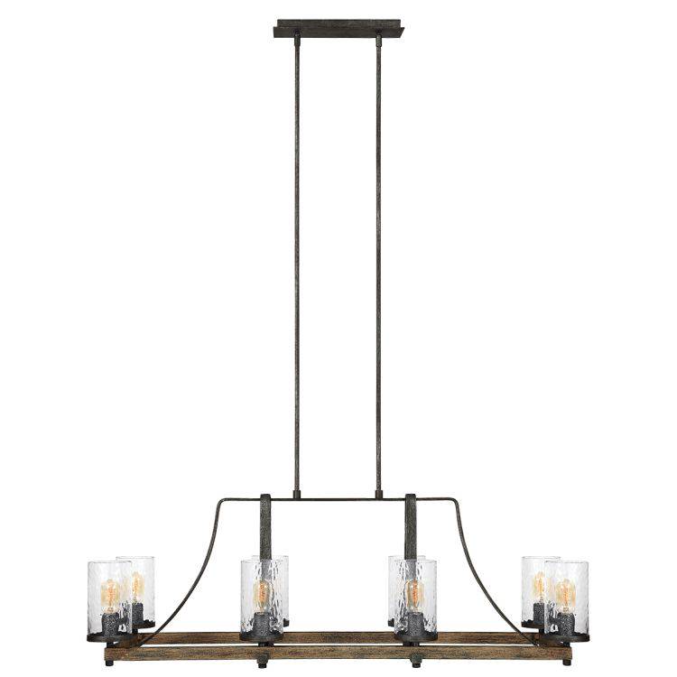 Quintiesse Angelo 8Lt  Isle Chandelier - Distressed Weathered Oak / Slate Grey Metal - Comet Lighting