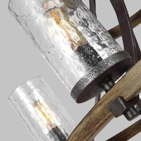 Quintiesse Angelo 9Lt  Chandelier - Distressed Weathered Oak / Slate Grey Metal - Comet Lighting