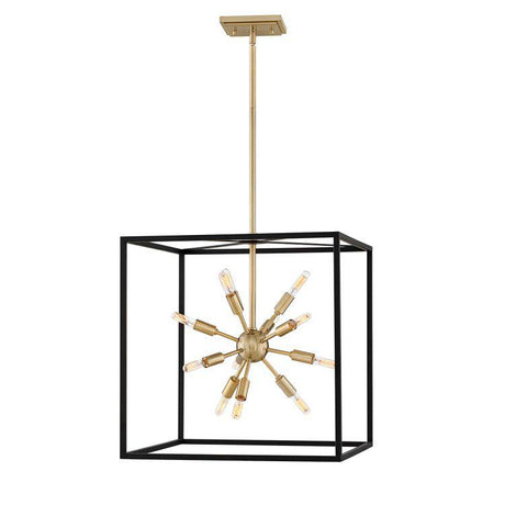 Quintiesse Aros 12Lt  Pendant - Black & Warm Brass - Comet Lighting