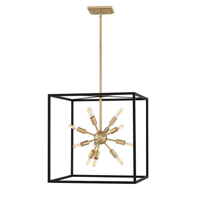 Quintiesse Aros 12Lt  Pendant - Black & Warm Brass - Comet Lighting