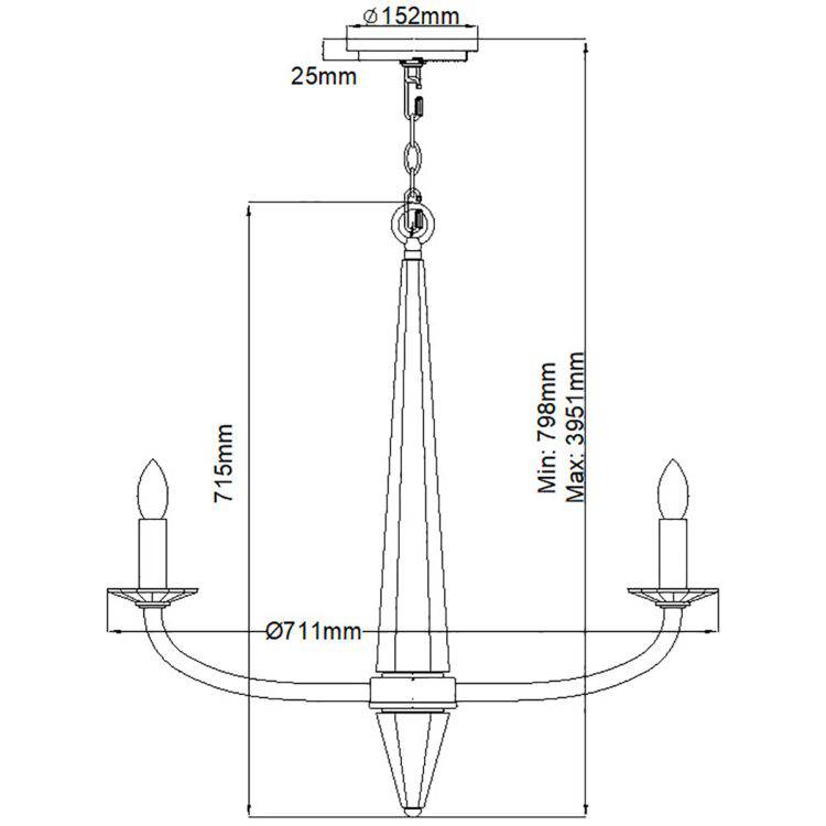 Quintiesse Ascher 6Lt Chandelier - Polished Nickel - Comet Lighting