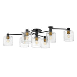 Quintiesse Axel 7Lt Semi-flush Mount - Black with Heritage Brass - Comet Lighting