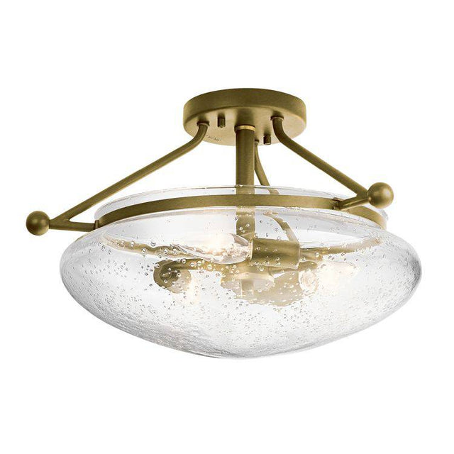 Quintiesse Belle 3Lt Semi-Flush Mount - Brushed Natural Brass - Comet Lighting